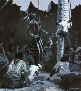 Mandan Initiation Ceremony (the Sundance) by Frederic Remington