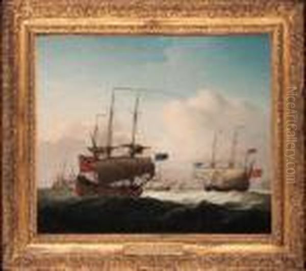 The Celebrated Privateer Squadron "the Royal Family" Hove-to At Seain 1746 - view 1