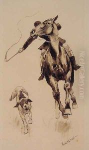 Whipping In A Straggler by Frederic Remington