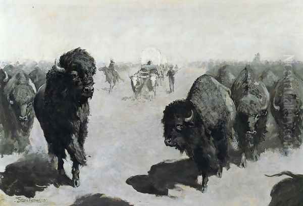 Lane through the Buffalo Herd - view 1