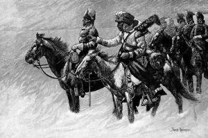 Canadian Mounted Police on a Winter Expedition by Frederic Remington