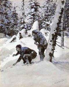 On the Caribou Tracks by Frederic Remington