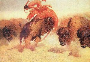 The Buffalo Runner 1907 by Frederic Remington