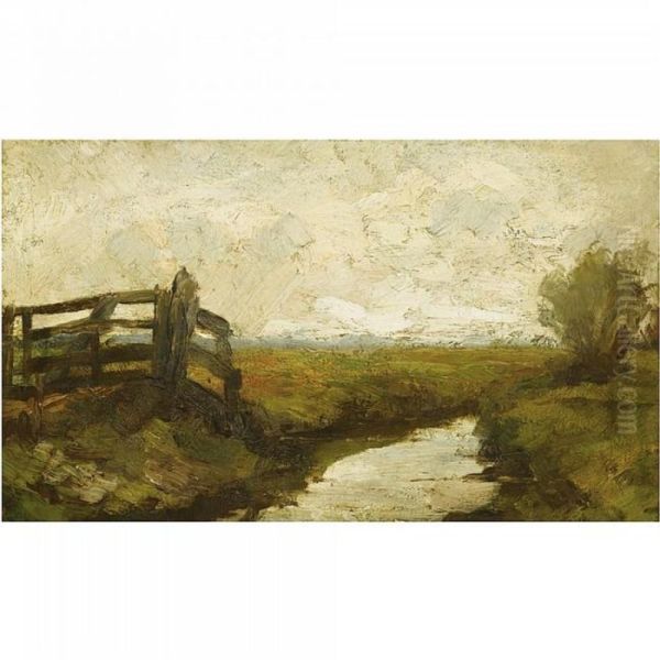 Irrigation Ditch With Wood Gate At Left - view 1