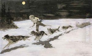 Huskie Dogs on the Frozen Highway by Frederic Remington