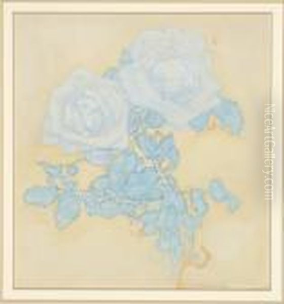 Two Blue Roses On Yellow Ground (1921) - view 1