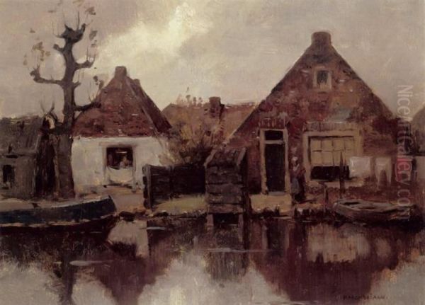 Two Gabled House Facades Along A Canal - view 1