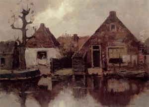 Two Gabled House Facades Along A Canal