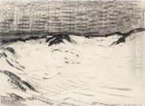 Drawing For Pointillist Study With Dunes And Sea - view 1