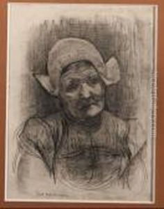Head Of A Woman, With Polkamuts by Piet Mondrian