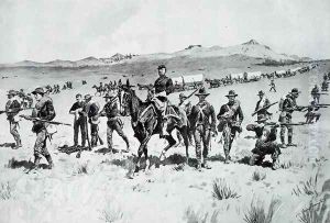 Protecting a Wagon Train by Frederic Remington