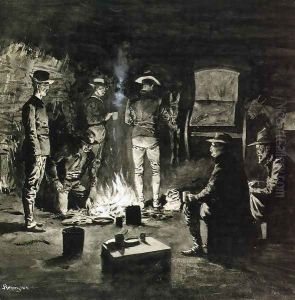 Supper in the Corral (aka Camp-fire Texas) by Frederic Remington