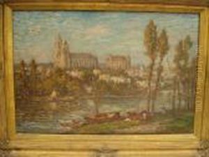 View Of A French Town by Claude Oscar Monet