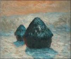 Grain Stack, Snow Effect (morning) by Claude Oscar Monet