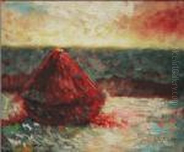 Grain Stack, Thaw, Sunset - view 1