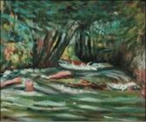 The River Epte At Giverny by Claude Oscar Monet