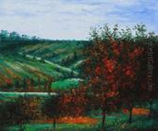 Apple Trees In Bloom At Vetheuil - view 1