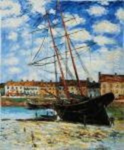 Boat At Low Tide, Fecamp by Claude Oscar Monet