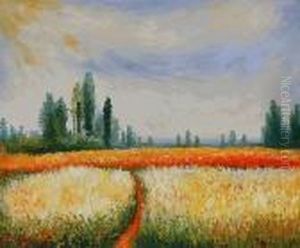 Distant Poplars by Claude Oscar Monet
