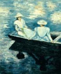 Girls In A Boat by Claude Oscar Monet