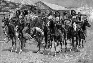 Crow Indians Firing into the Agency by Frederic Remington