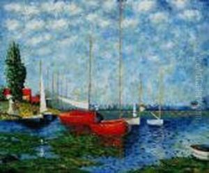 Red Boats At Argenteuil by Claude Oscar Monet
