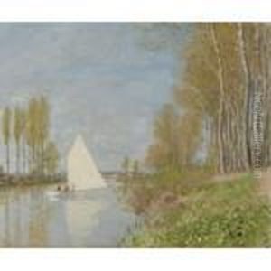Voilier Sur Le Petit Bras De La Seine, Argenteuil by Claude Oscar Monet