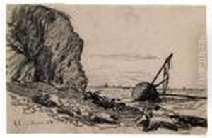 Voilier Echoue Sur La Greve Pres De Saint-adresse by Claude Oscar Monet