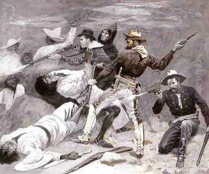 The Fight in the Canyon by Frederic Remington