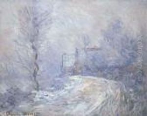 L'entree De Giverny Sous La Neige by Claude Oscar Monet