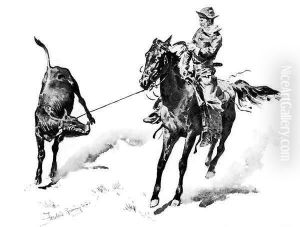 Cowboy Leading Calf by Frederic Remington