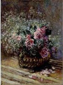 Fleurs Dans Un Pot (roses Et Brouillard)