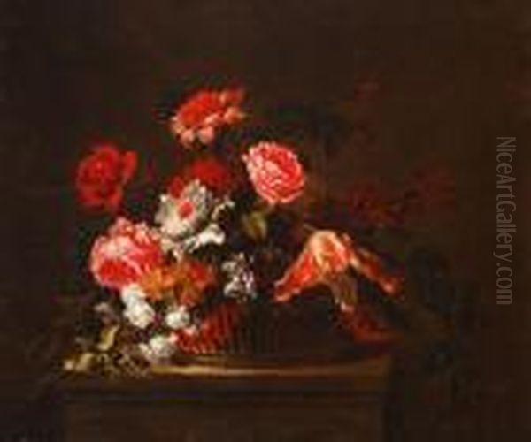 Still Lifeof Flowers In A Basket - view 1
