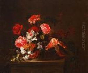 Still Lifeof Flowers In A Basket by Jean-Baptiste Monnoyer