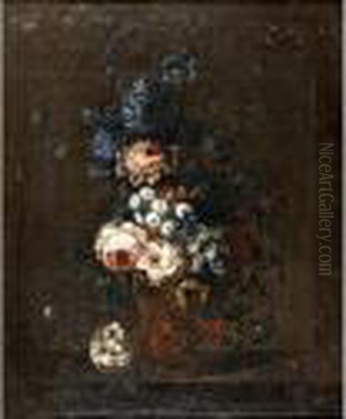 A Jug Of Mixed Flowers Upon A Ledge - view 1