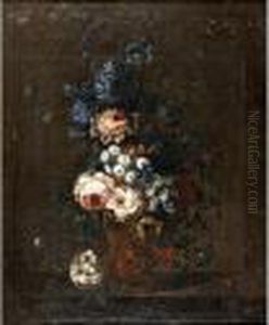 A Jug Of Mixed Flowers Upon A Ledge by Jean-Baptiste Monnoyer
