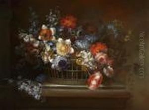 Blumenkorb Auf Einer Tischplatte by Jean-Baptiste Monnoyer