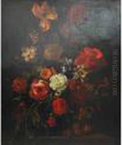 A Still Life Of Summer Flowers On A Stone Ledge A Still Life Of Summer Flowers On A Stone Ledge
