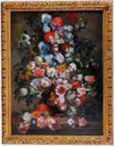 Grande Composition Florale Dans Un Vase Sur Un Entablement by Jean-Baptiste Monnoyer