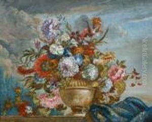 Blumenpokal Auf Balustrade by Jean-Baptiste Monnoyer