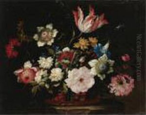 Still Life With Flowers In A Basket by Jean-Baptiste Monnoyer