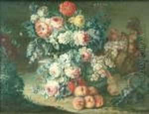A Still Lifeof Flowers And Fruit by Jean-Baptiste Monnoyer
