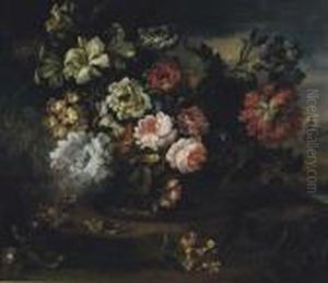 Still Life Of Flowers In A Basket by Jean-Baptiste Monnoyer