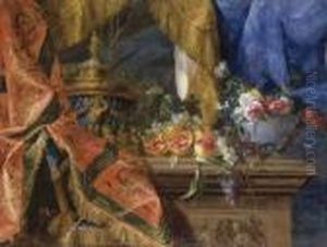 Urne, Fruits Et Fleurs Sur Un Entablement
