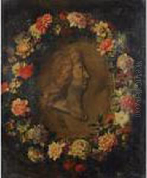 Appartenant A Une Collection 
Particuliere
 

 
 
 

 
 Guirlande De Fleurs Avec Anemones Entourant Le Portrait De 
Louis Xiv En Medaillon [ ; Garland Of Flowers With The Portrait Of Louis
 Xiv In Profile ; Oil - view 1