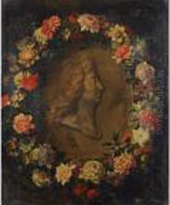 Appartenant A Une Collection 
Particuliere
 

 
 
 

 
 Guirlande De Fleurs Avec Anemones Entourant Le Portrait De 
Louis Xiv En Medaillon [ ; Garland Of Flowers With The Portrait Of Louis
 Xiv In Profile ; Oil by Jean-Baptiste Monnoyer