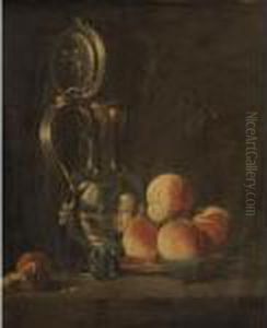Still Life Of Fruits And A Silver Pitcher by Jean-Baptiste Monnoyer