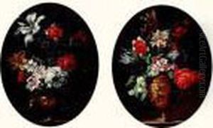 Deux Tableaux Representant Un Vase De Fleurs. by Jean-Baptiste Monnoyer