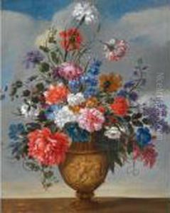 Still Life Of Various Flowers In A Bronze Vase by Jean-Baptiste Monnoyer