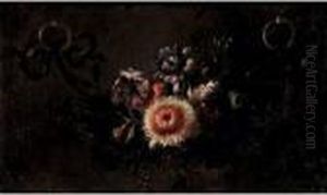 Guirlande De Fleurs Suspendue A Deux Anneaux by Jean-Baptiste Monnoyer
